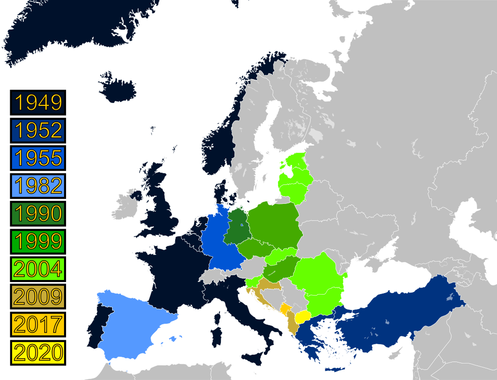 L'entrata dei peasi europei nella NATO in ordine cronologico