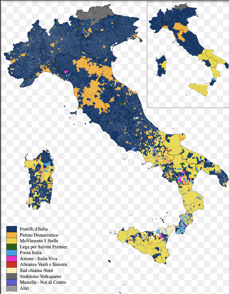 Mappa elezioni italiane 2022
