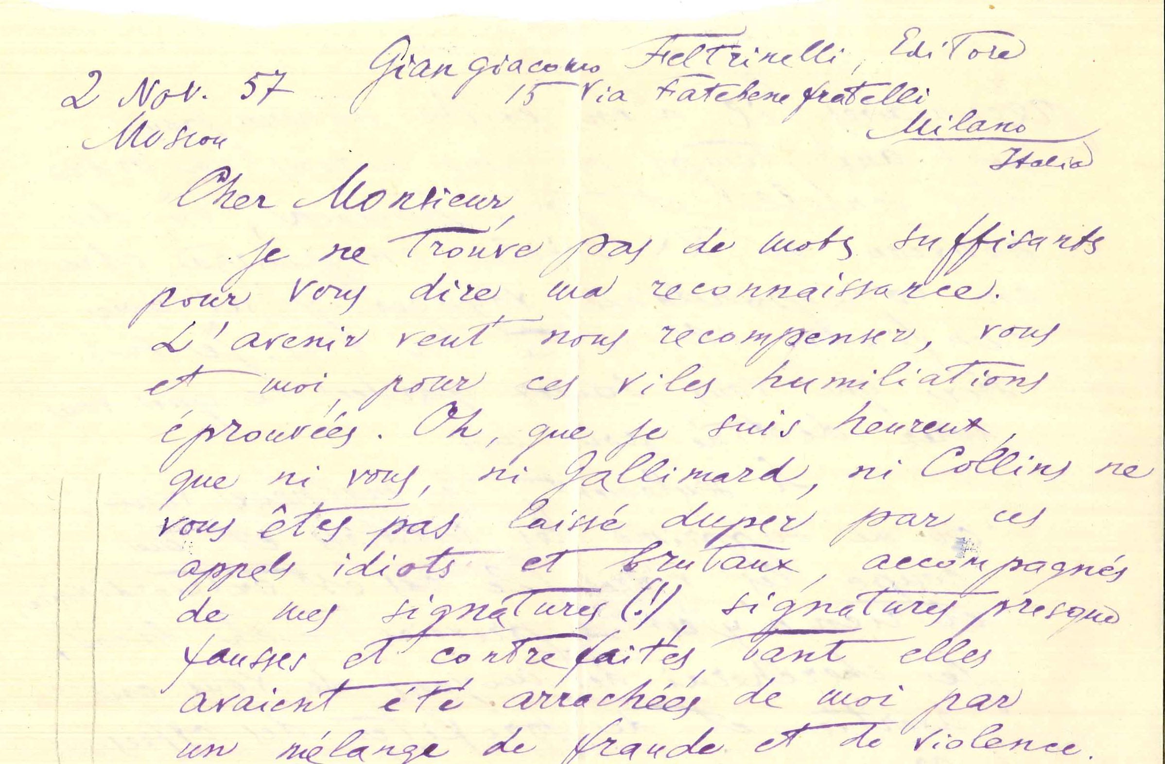 Lettera di Boris Pasternak